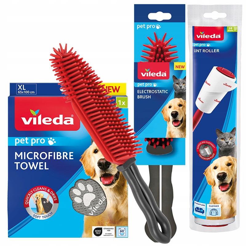 Vileda Pet Pro Ręcznik XL Szczotka elektrostatyczna Rolka do sierści
