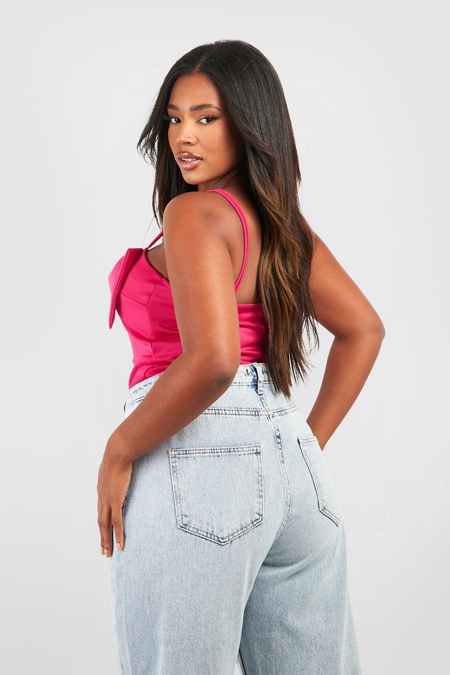 RÓŻOWE BODY Z KOKARDKĄ PIANKOWE NA RAMIĄCZKACH ELEGANCKIE BOOHOO 46 Rozmiar 3XL (46)