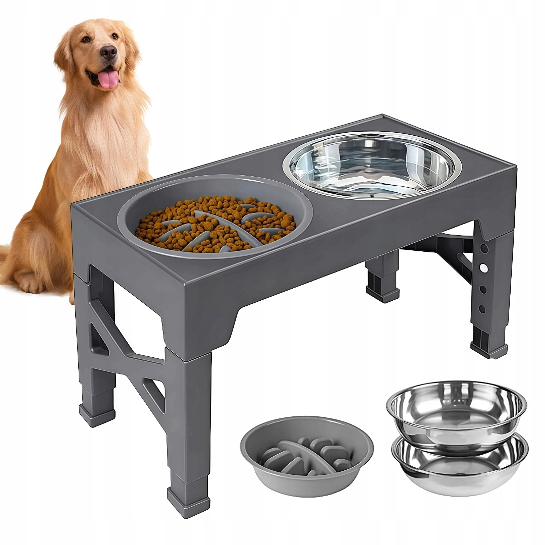 Levně Miska pro psa na stojanu Sada 2 misek pro psa Nechytlavá a kovová 2v1