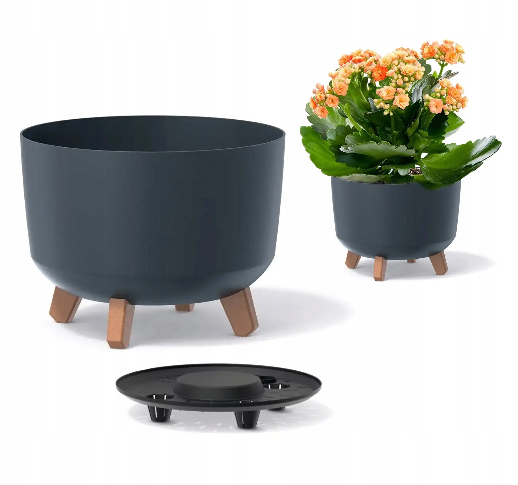 

Donica na Nóżkach Gracia Antracyt śr. 38,5cm Wkład