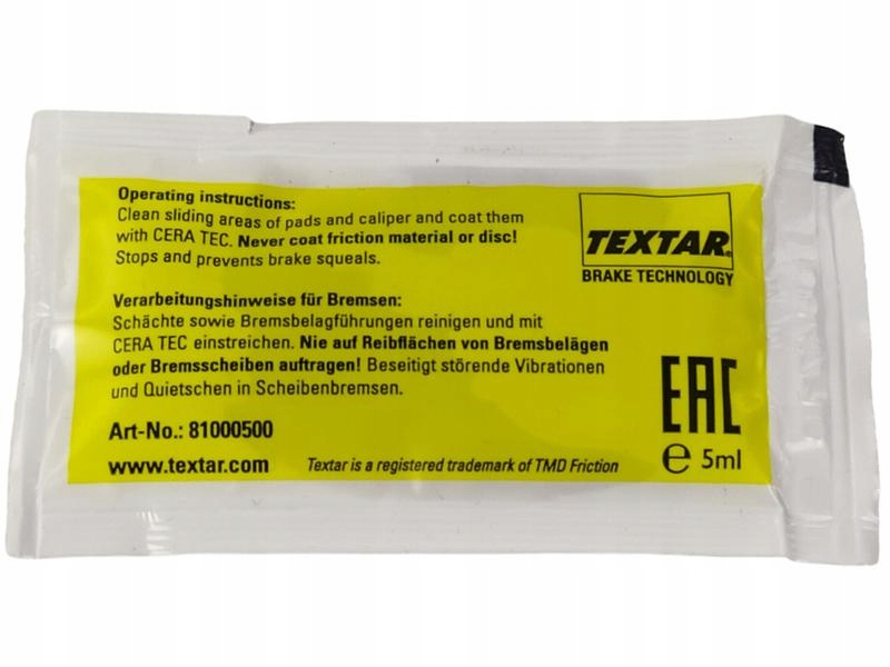 TEXTAR CERATEC SMAR DO JARZMA HAMULCÓW 5ML Producent Textar
