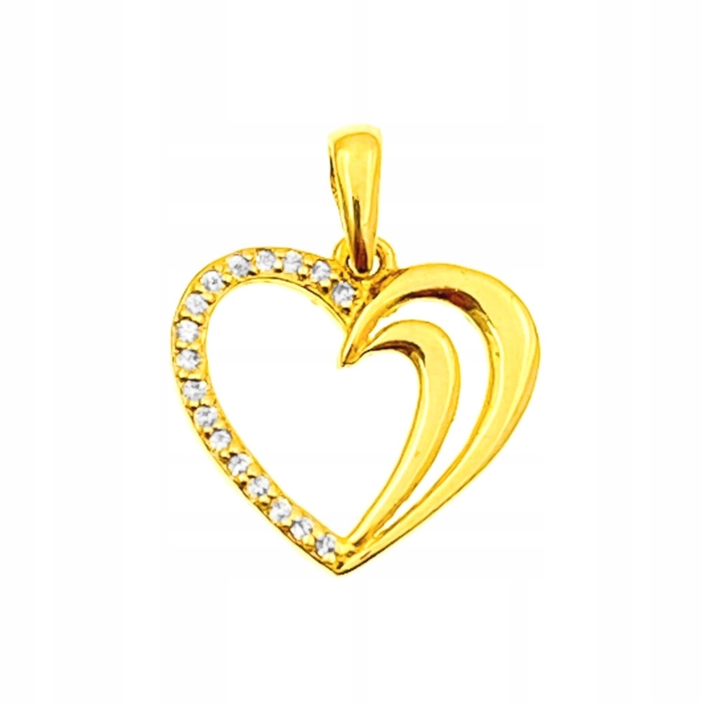Zlatý přívěsek s přívěskem srdce a zirkony