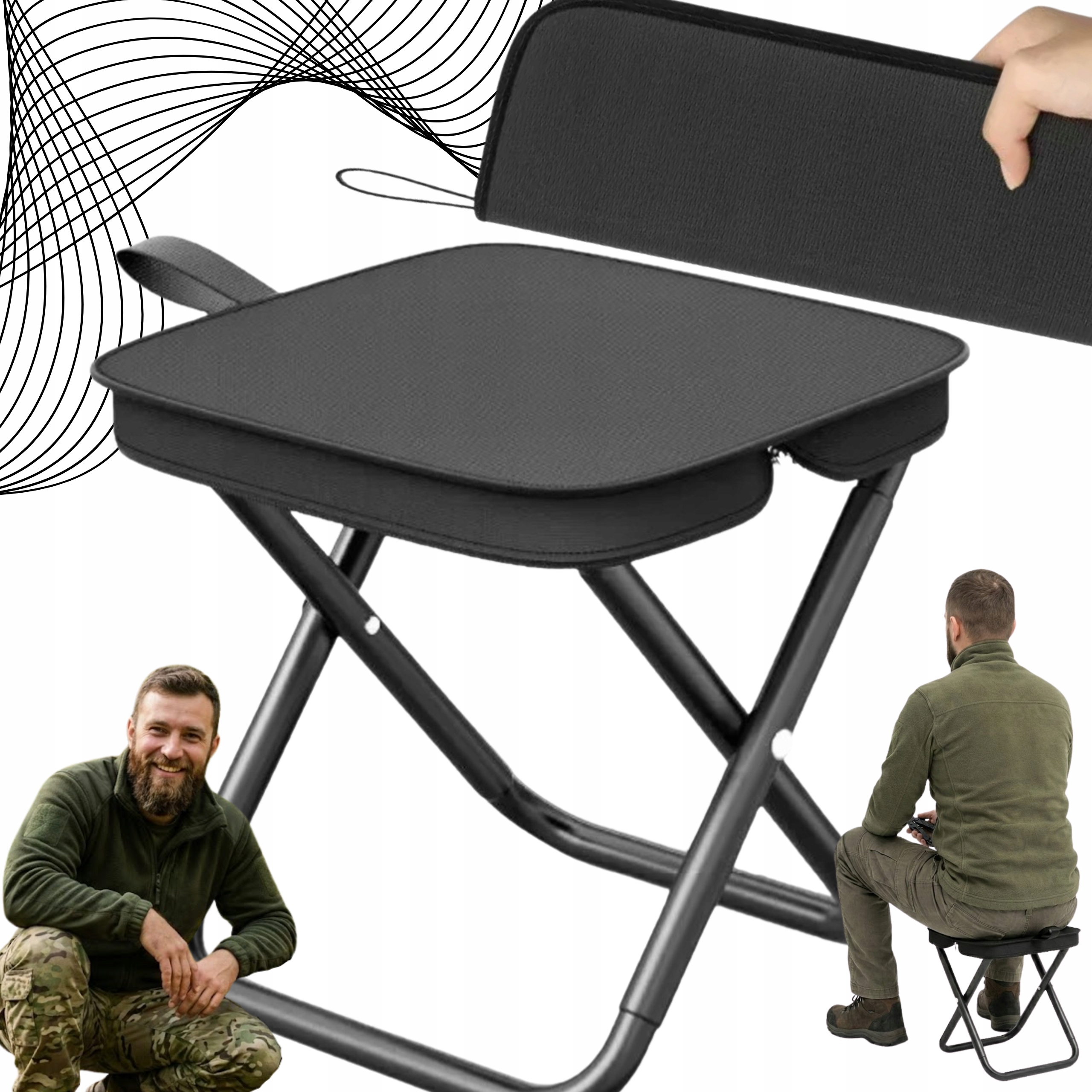 Krzesło Składane Turystyczne Metalowe Krzesło Wędkarskie Etui