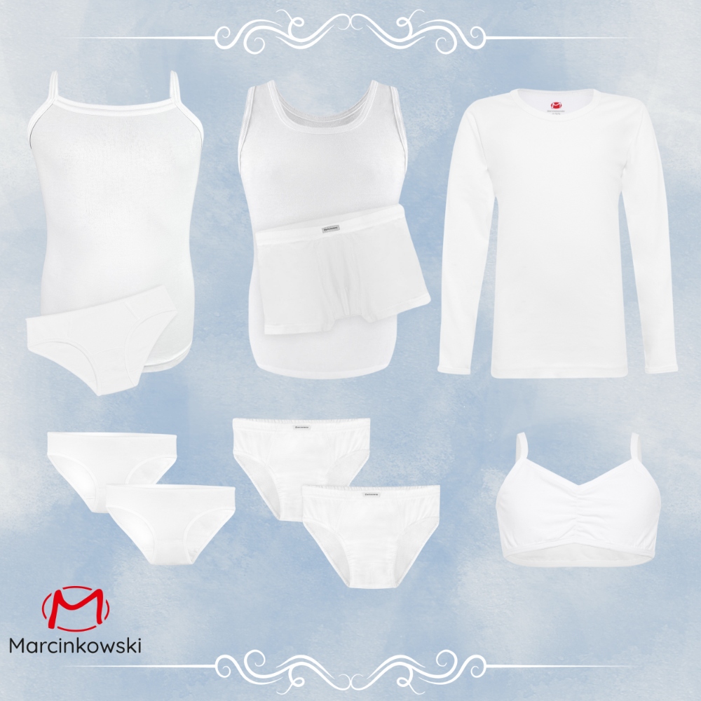 PODKOSZULKA DZIECIĘCA 122 BIAŁA Z DŁUGIM RĘKAWEM BAWEŁNA GŁADKA DLA DZIECI Kolor biały