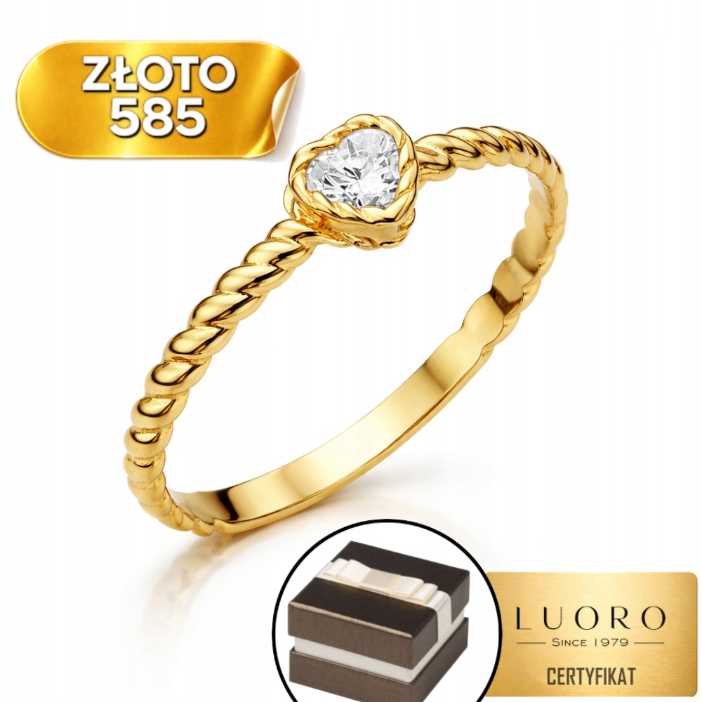 Prstýnek 585 14K S Pleteným Srdcem A Zirkonem R18
