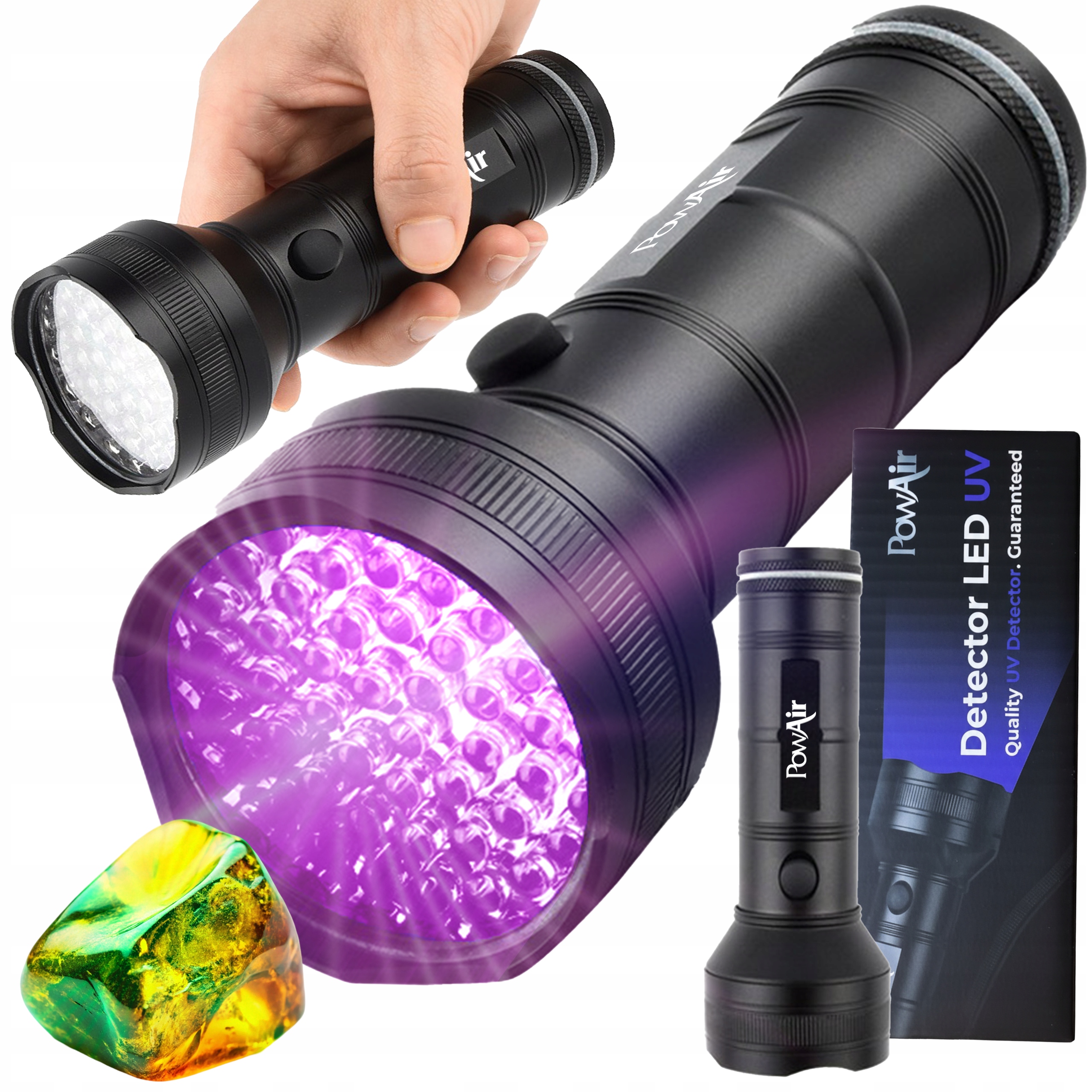 Latarka UV 51LED PowAir- ZNAJDŹ BURSZTYNY + Okulary chroniące wzrok
