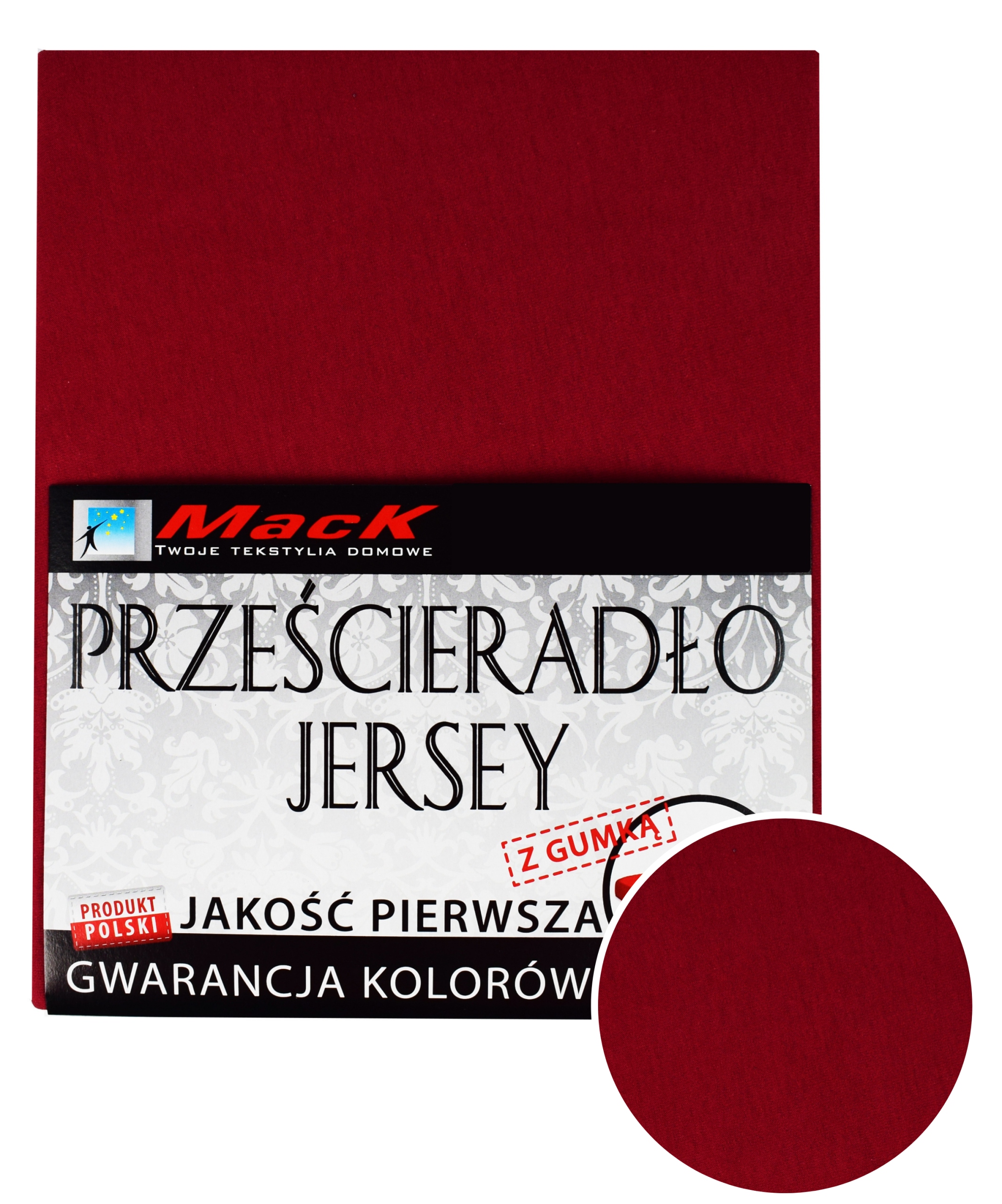 PRZEŚCIERADŁO JERSEY Z GUMKĄ 180X200 bordowy
