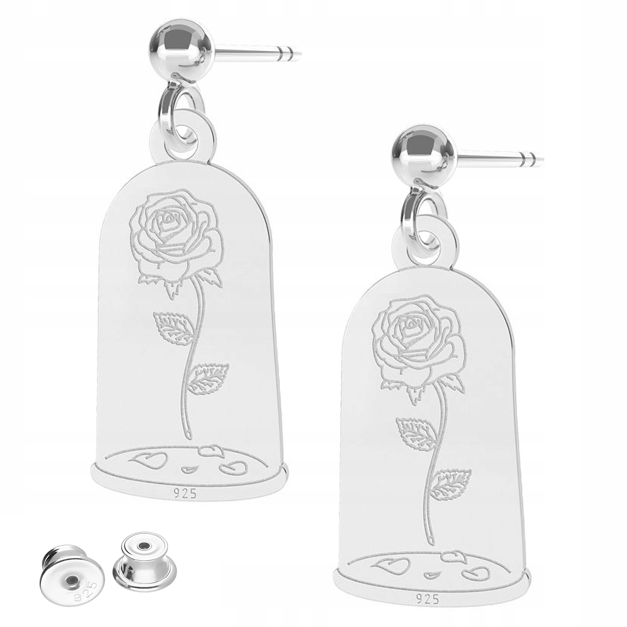 Stříbrné Náušnice Plechy s růžemi Květina Růže Květiny Růže Stříbro 925