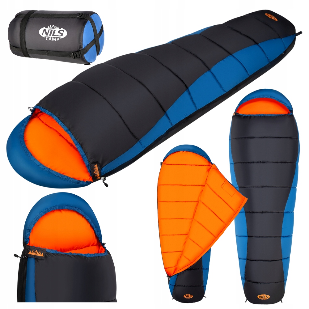Śpiwór Turystyczny Ciepły Mumia Z Kapturem Pod Namiot 220x80 cm Pokrowiec