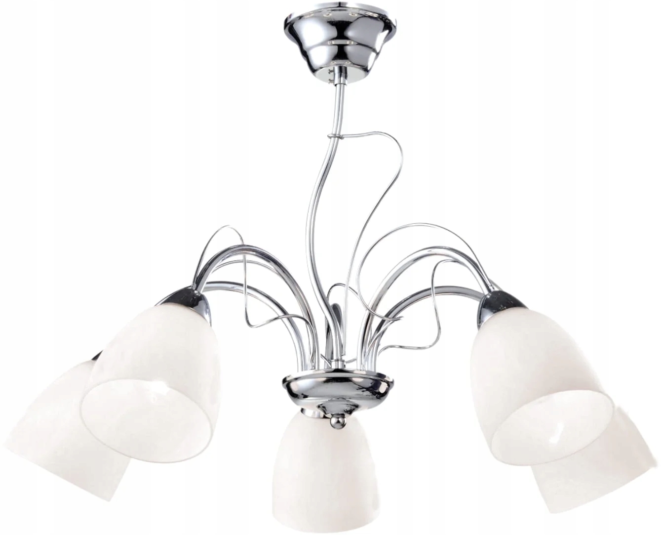 Stropní svítidlo chrom bílá skleněná stínidla klasická do obývacího pokoje 5 bodů Kaja