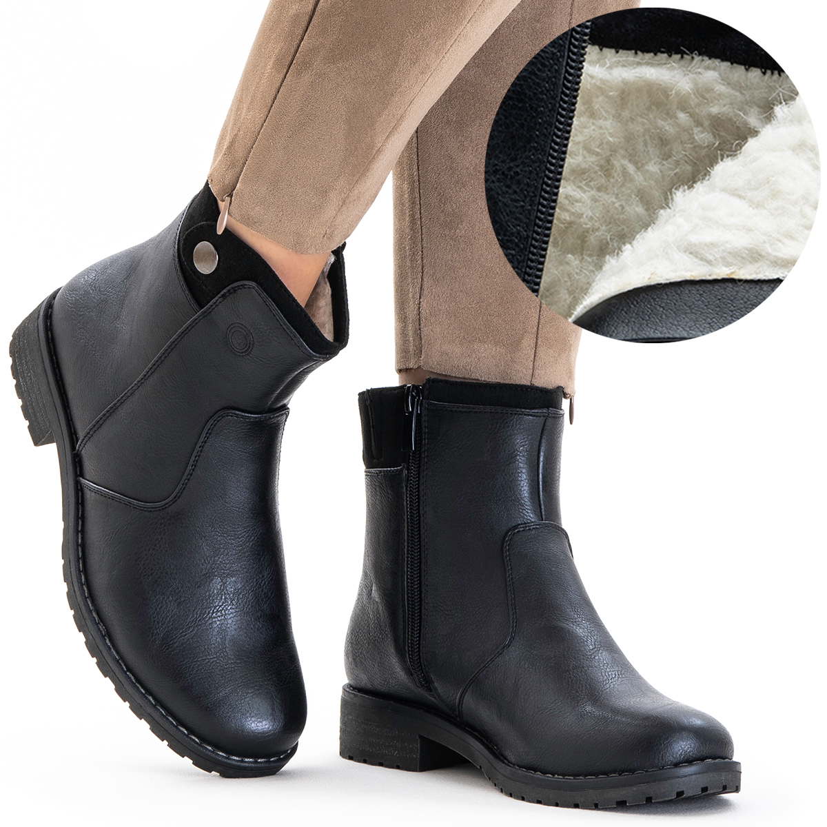 Kotníkové Boty Tuhost H zateplené Vlna dezén podrážky pohodlné Teplé Wojtyłko 36