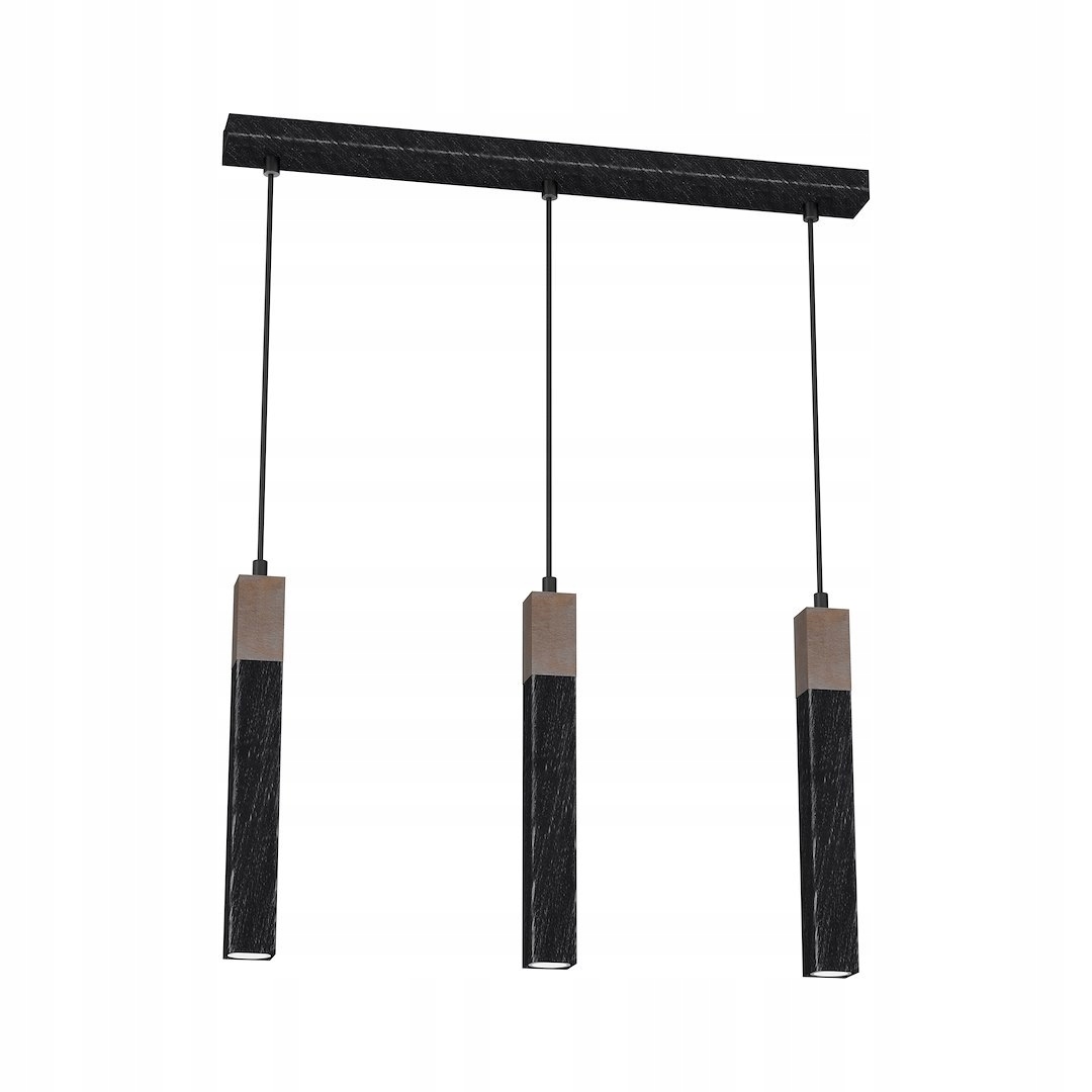 Závěsná lampa Solo Sawn Black Patinated Wood 3x mini GU10