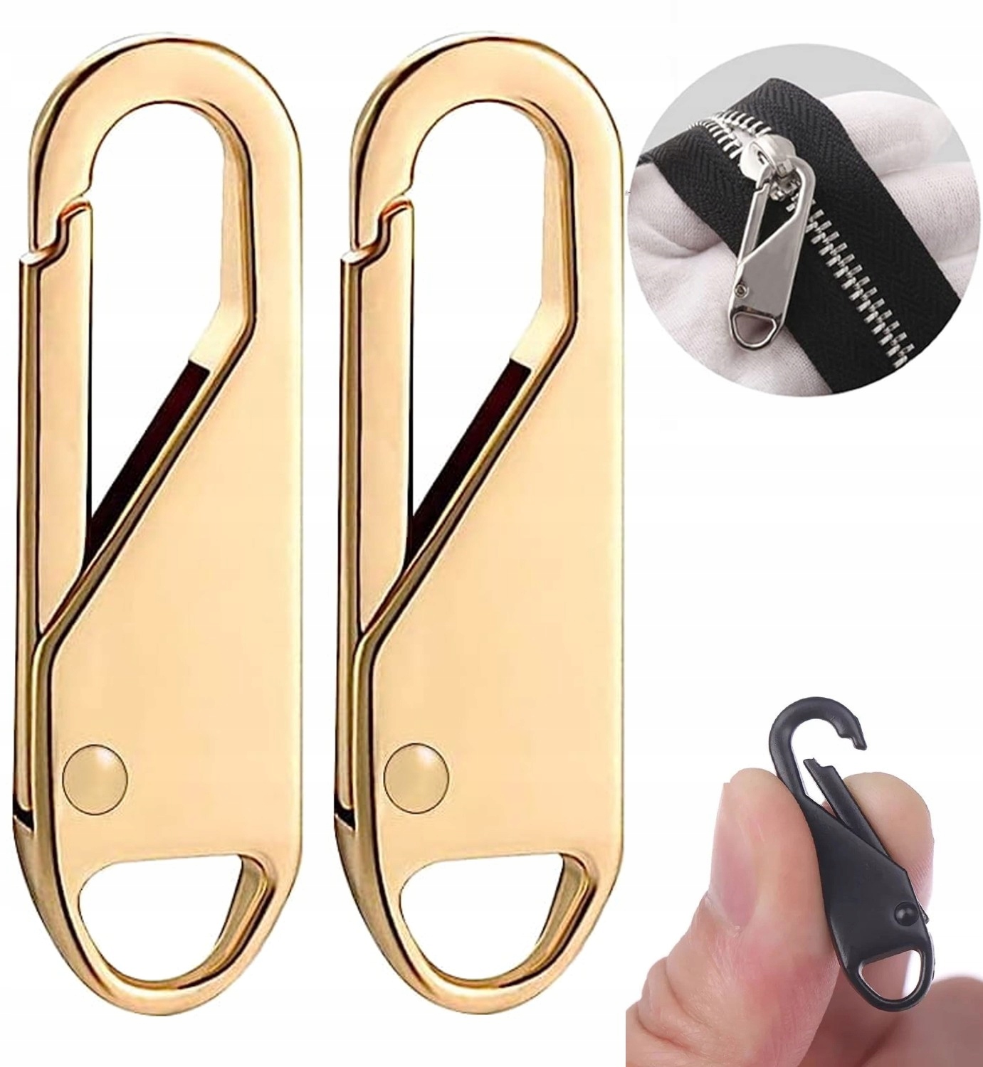 UCHWYTY DO SUWAKA ZAMKA BŁYSKAWICZNEGO ZAWIESZKA ZAMEK SUWAK 2 SZTUKI ZŁOTE