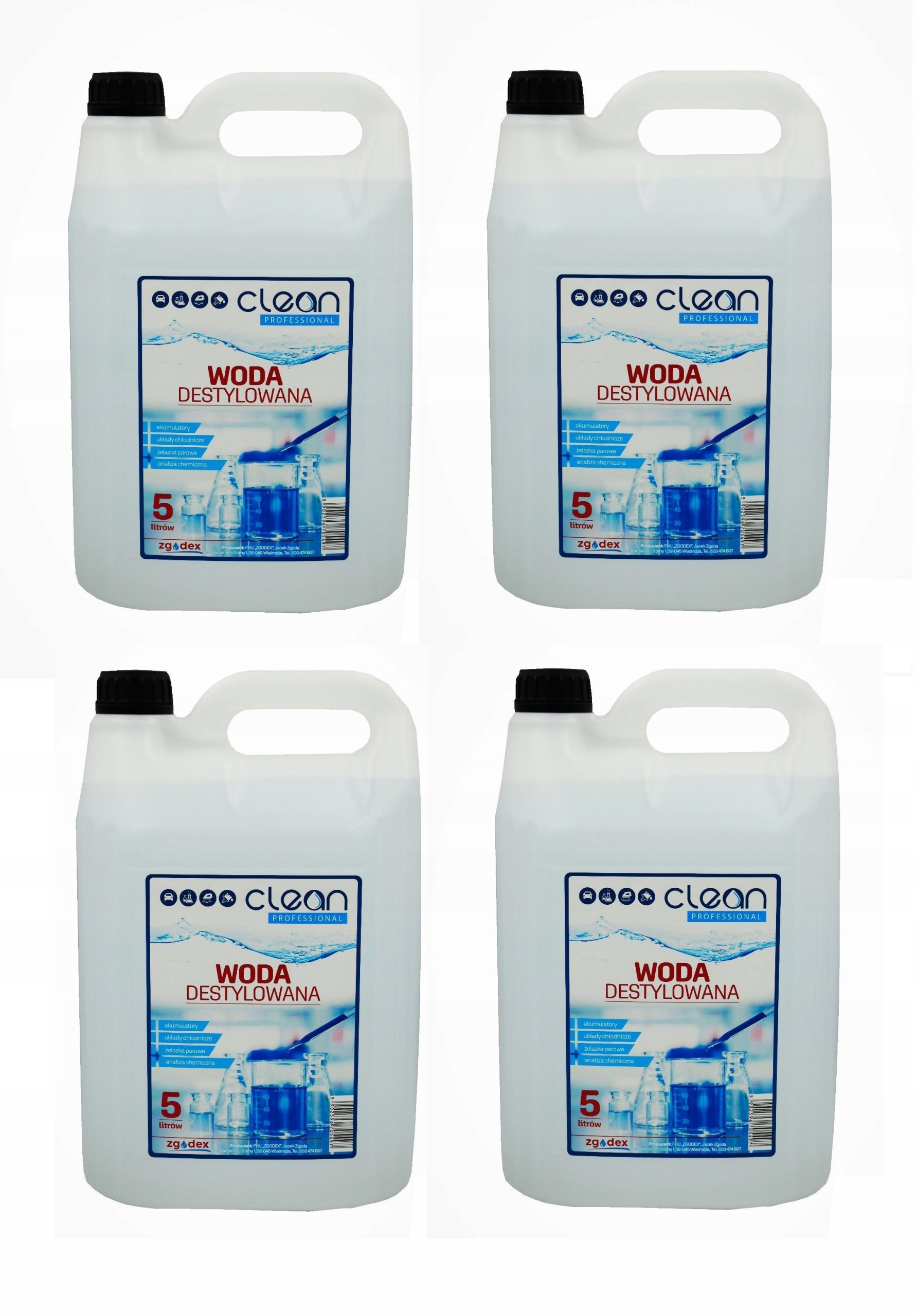 WODA DESTYLOWANA ULTRA CZYSTA CLEAN PROFESSIONAL ZGODEX 20 L