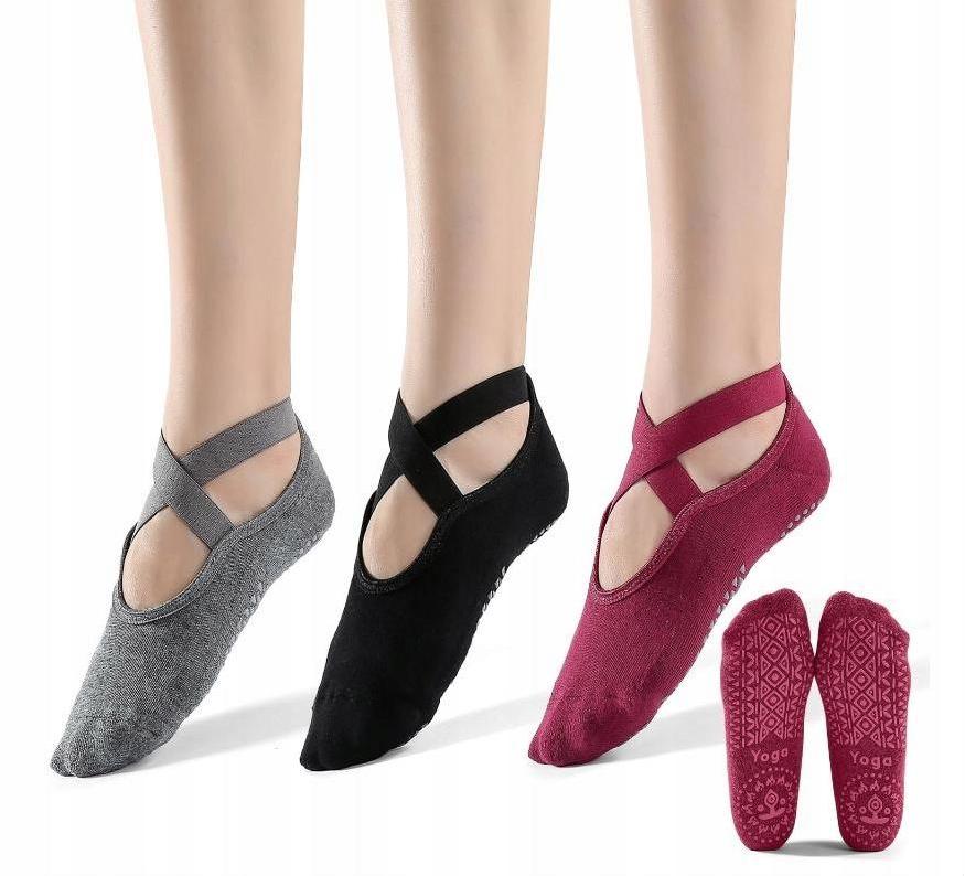 Bold yoga socks, non-slip Pilates socks, 3 pairs