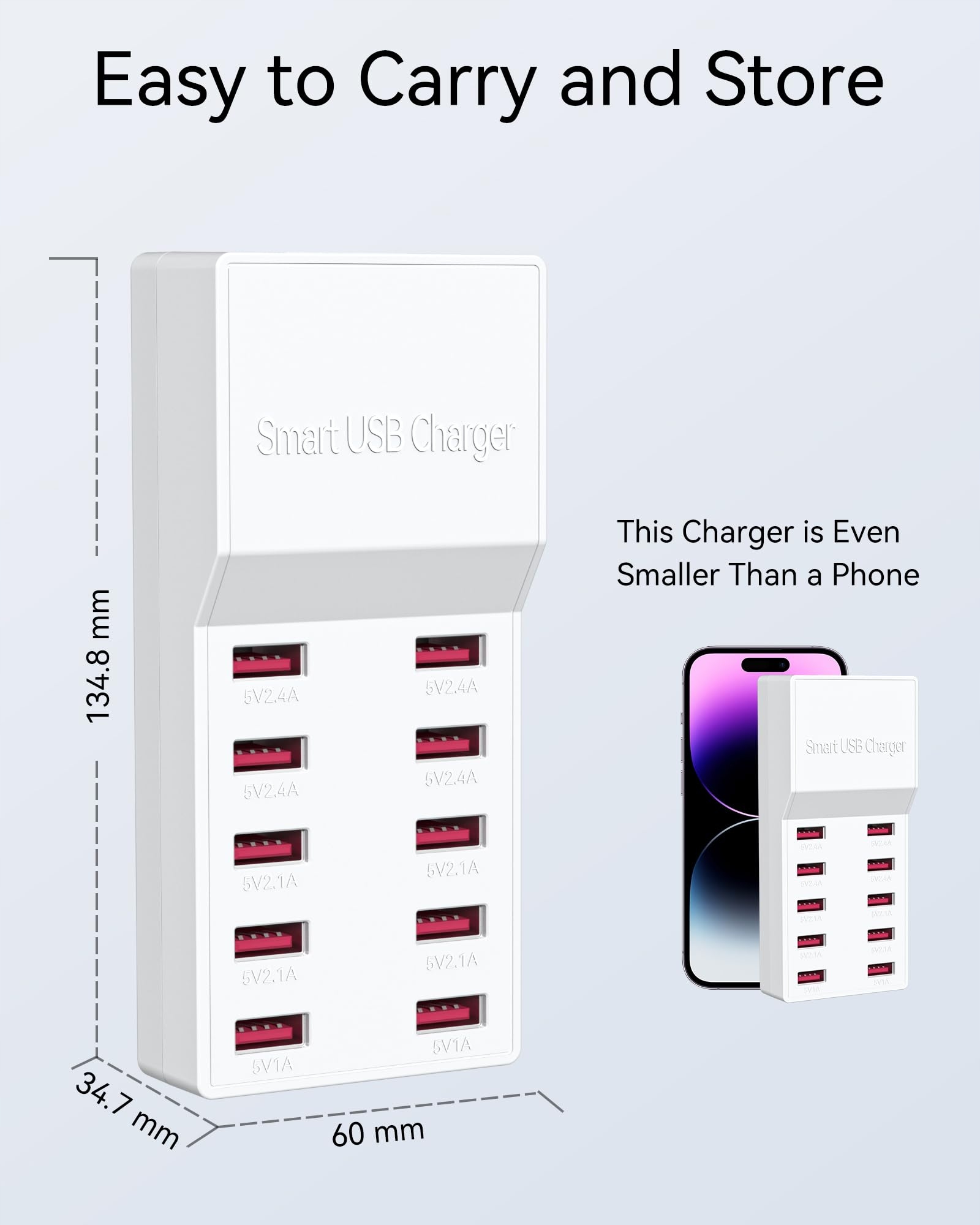 BINAMAO 50W 10-Port USB Charger for iPhone iPad Samsung Huawei — miniatura 3