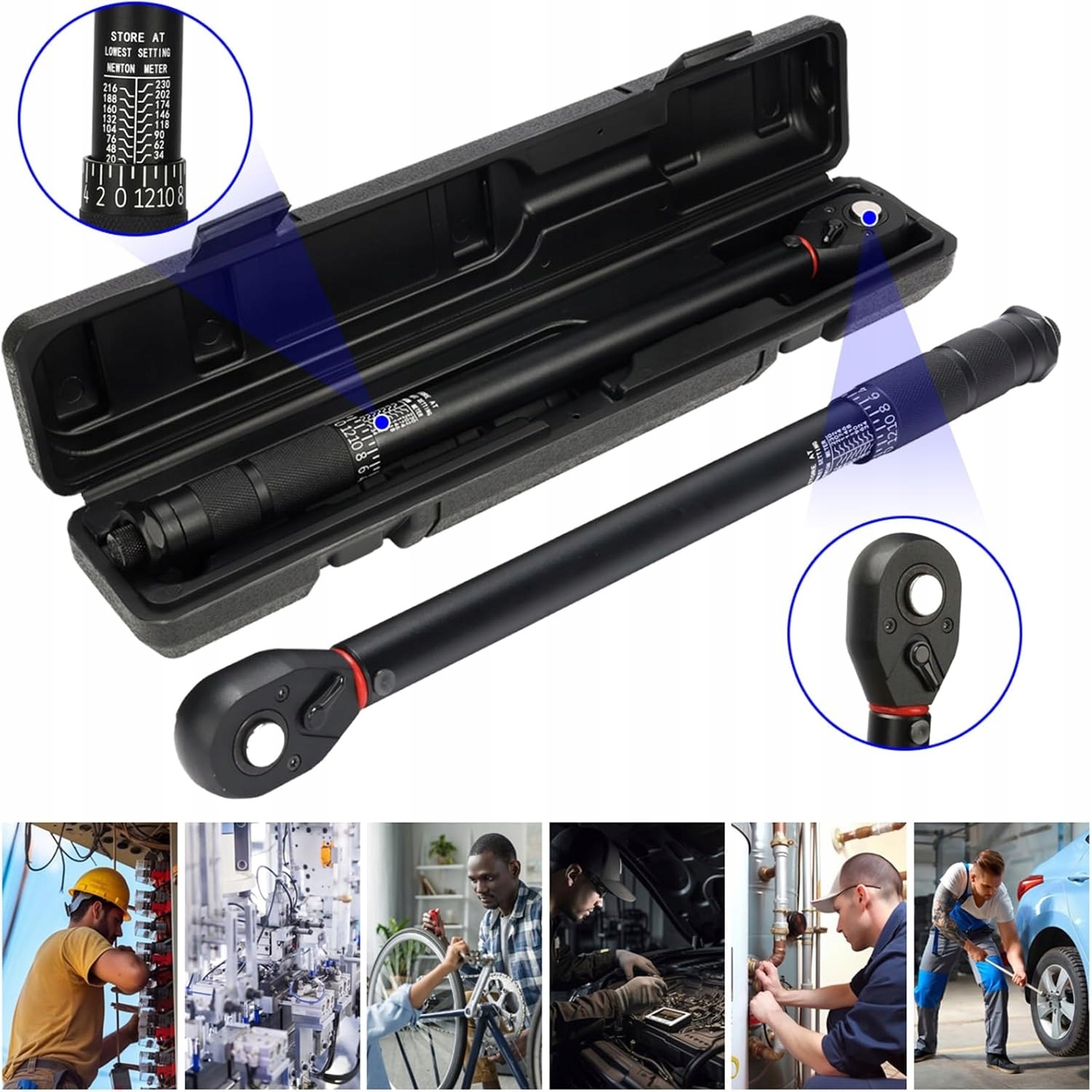 Momentový Klíč 1/2" 20-230Nm CrMo & CrV Pro Kola S Kalibrací