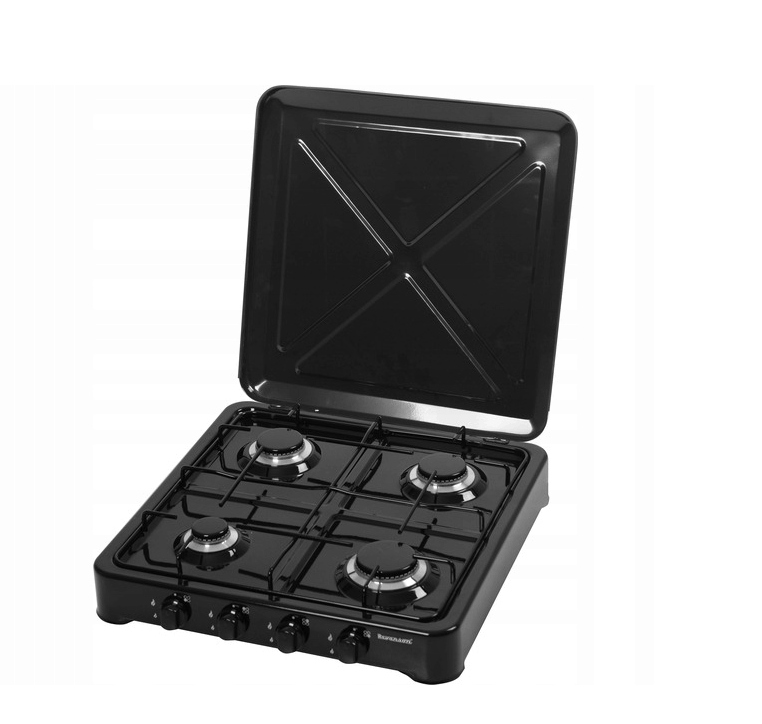 4-plotýnkový nastavitelný plynový sporák Ravanson K-04TB (černý)