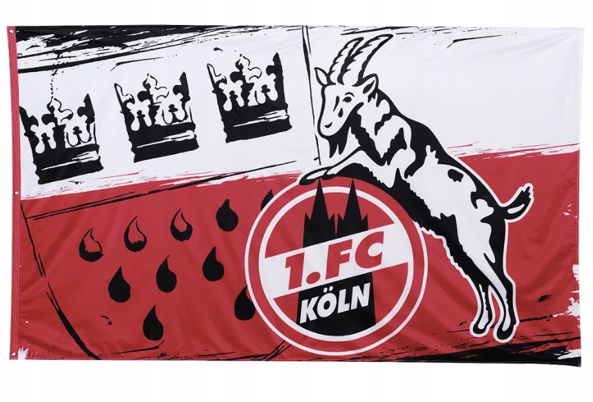 Velká Vlajka Na Stožár S Očky 1. Fc Köln S Erbem 150 X 250 CM Herb Města