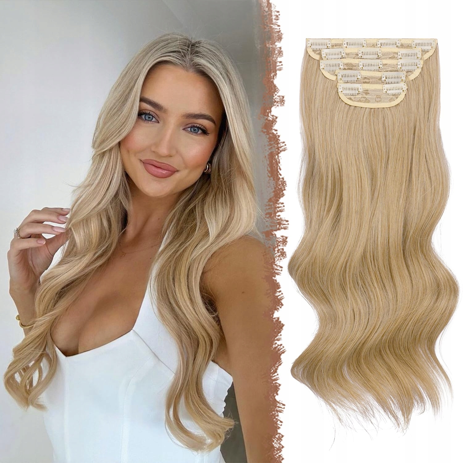 Feshfen Syntetické prodlužování vlasů 50 cm blond a popel blond 5 kusů
