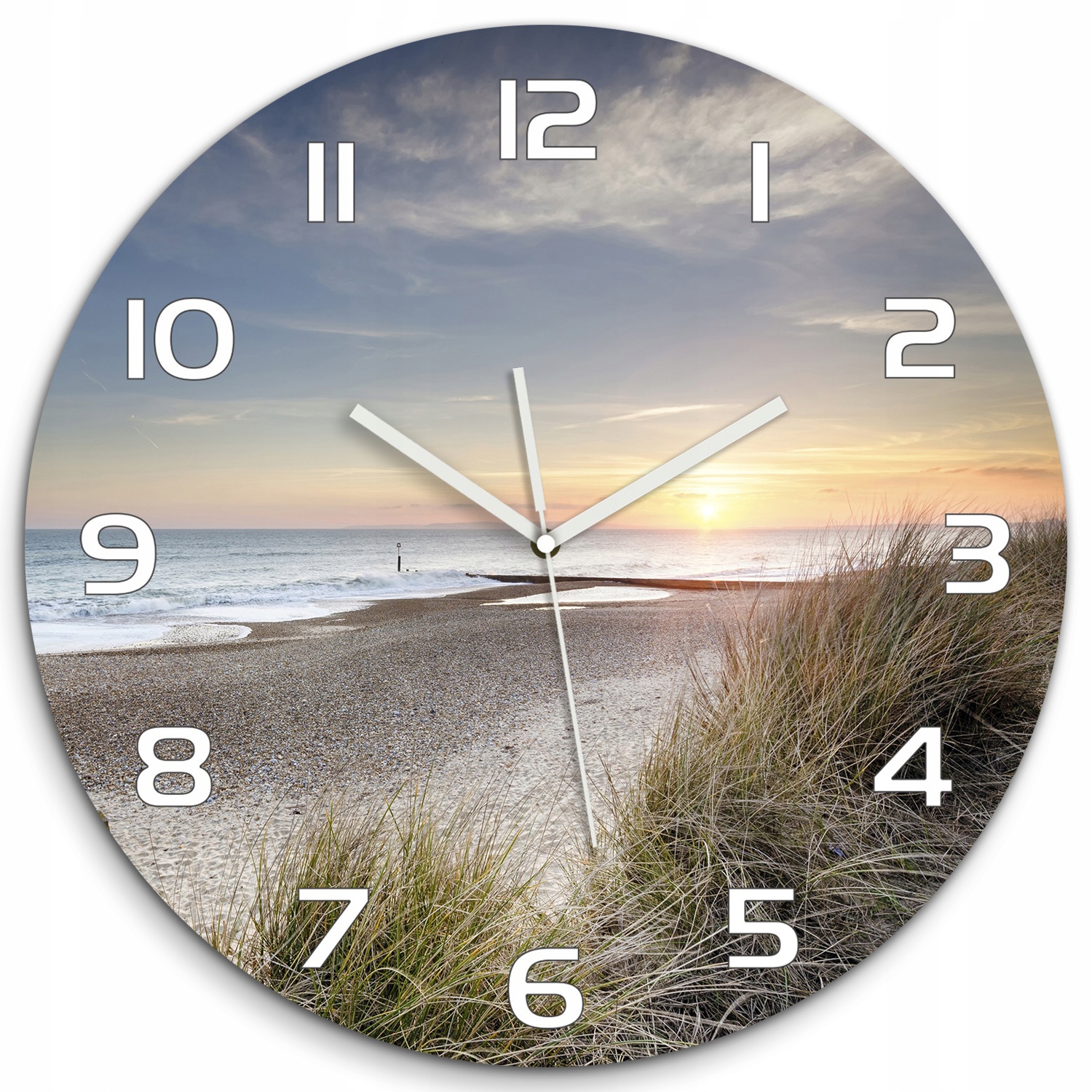 

Cichy szklany zegar Zachód słońca i wydmy fi 60 cm
