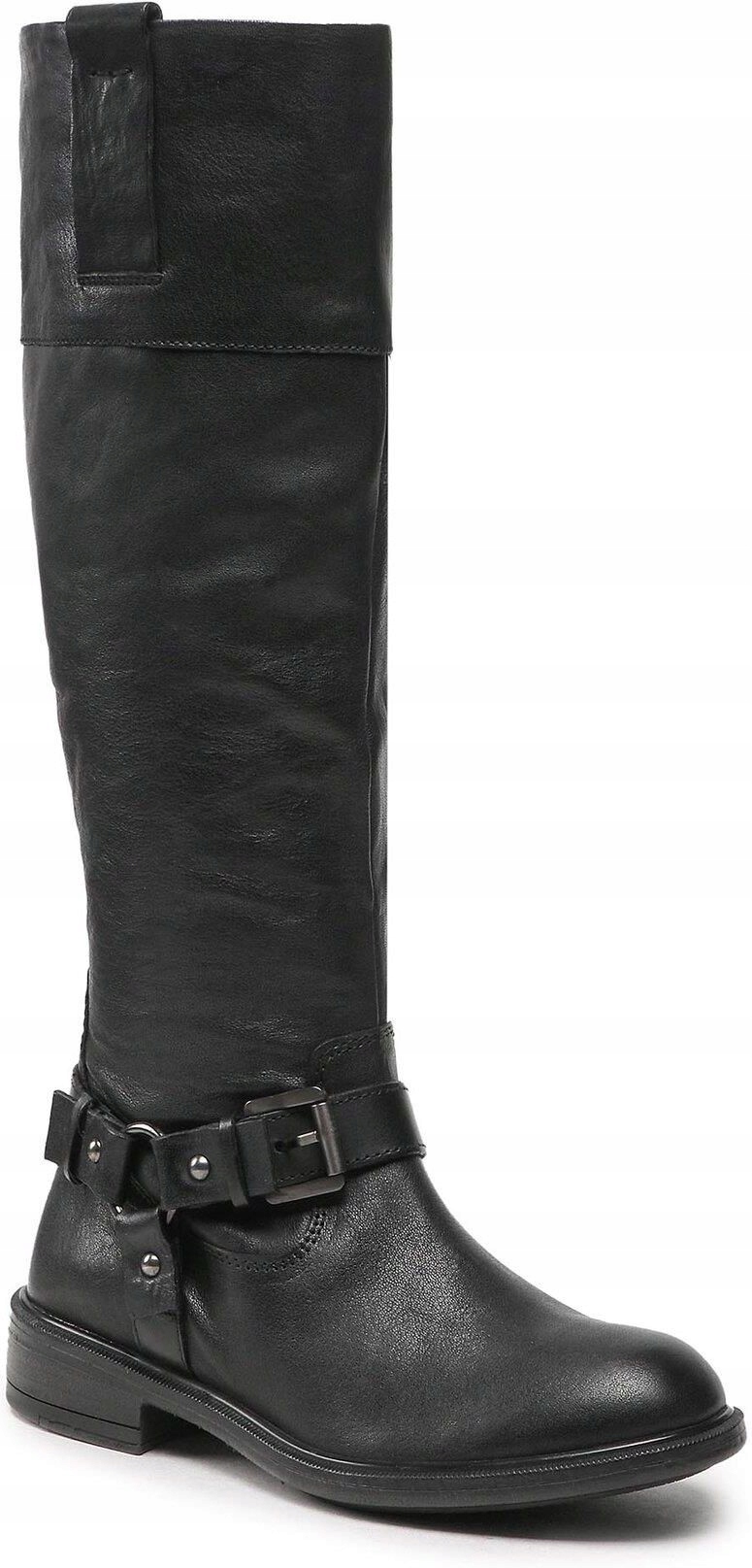 Geox Dámské Černé Kozačky S Přezkou A Přírodní Kůží 39 3EA