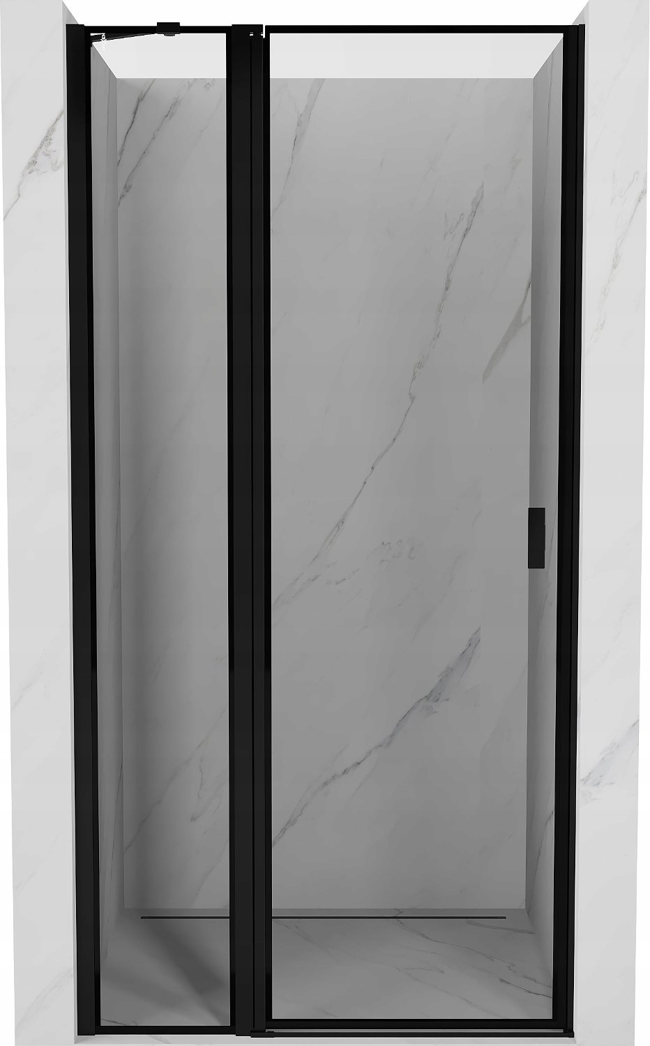 Mexen Mist Levé Sprchové Dveře 80 cm, Černý Rám, Černá úprava