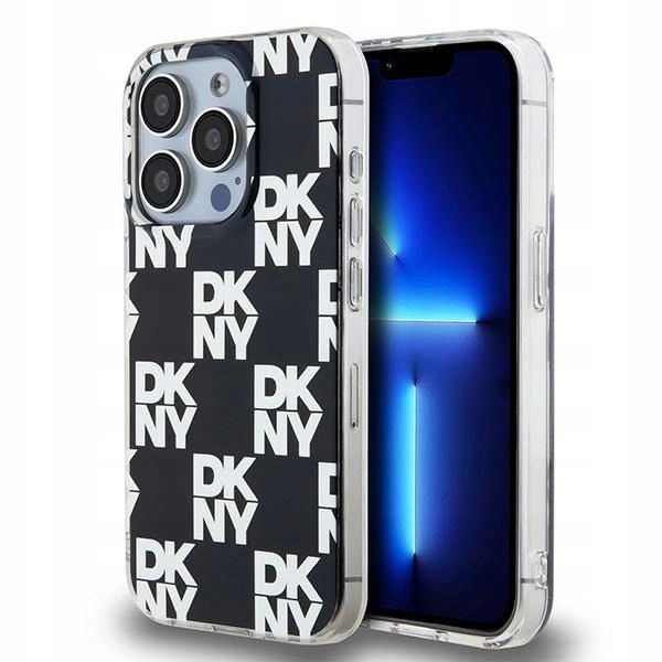 Pouzdro pouzdra kryt Dkny IML Checkered Mono Pattern pro iPhone 15 Pro černé