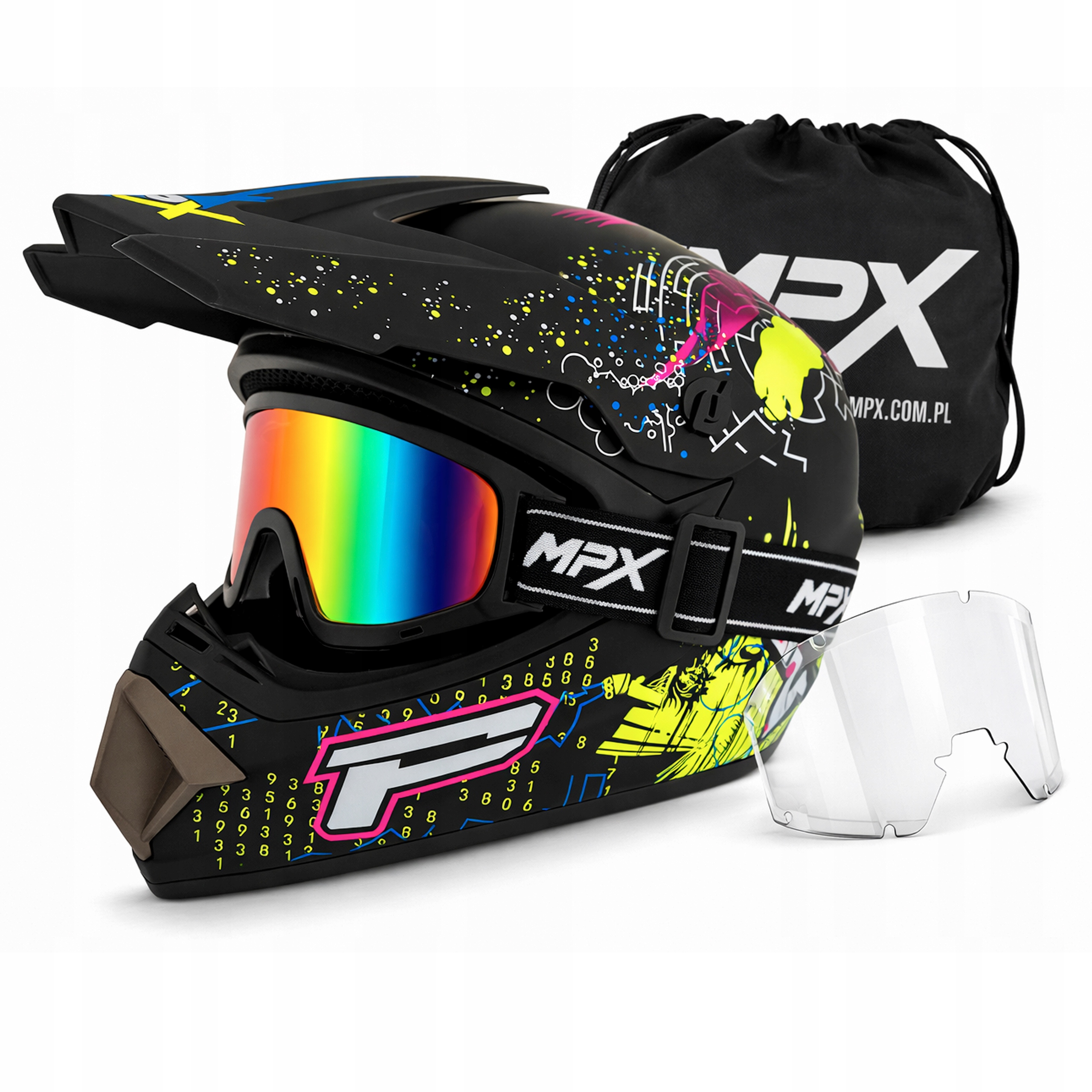 Kask Crossowy Gogle Quad Atv Enduro Hulajnoga Elektryczna Bmx S 55-56cm