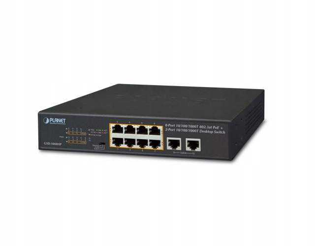 Switch Planet GSD-1008 Hp 8-PORT 1GB Base-t Poe+ 2X1000T Nespravovateľný