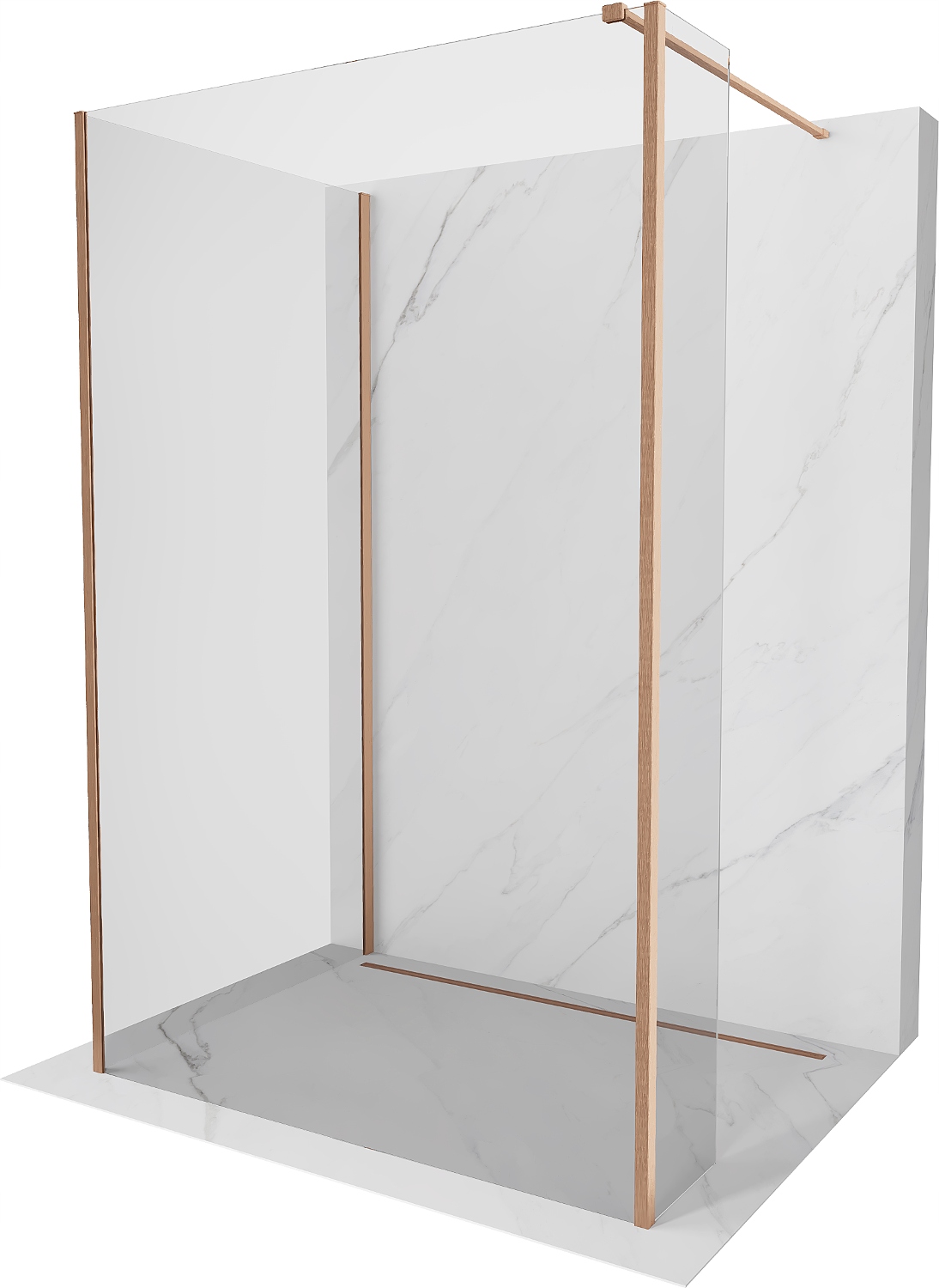 Ścianka szyba prysznicowa 135x90x40 Walk In Mexen Kioto 8 mm miedź