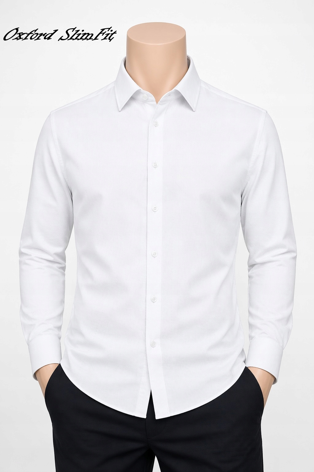 Pánská košile s dlouhým rukávem Viadi Polo Bílá Slim Fit Velikost XXL Oxford