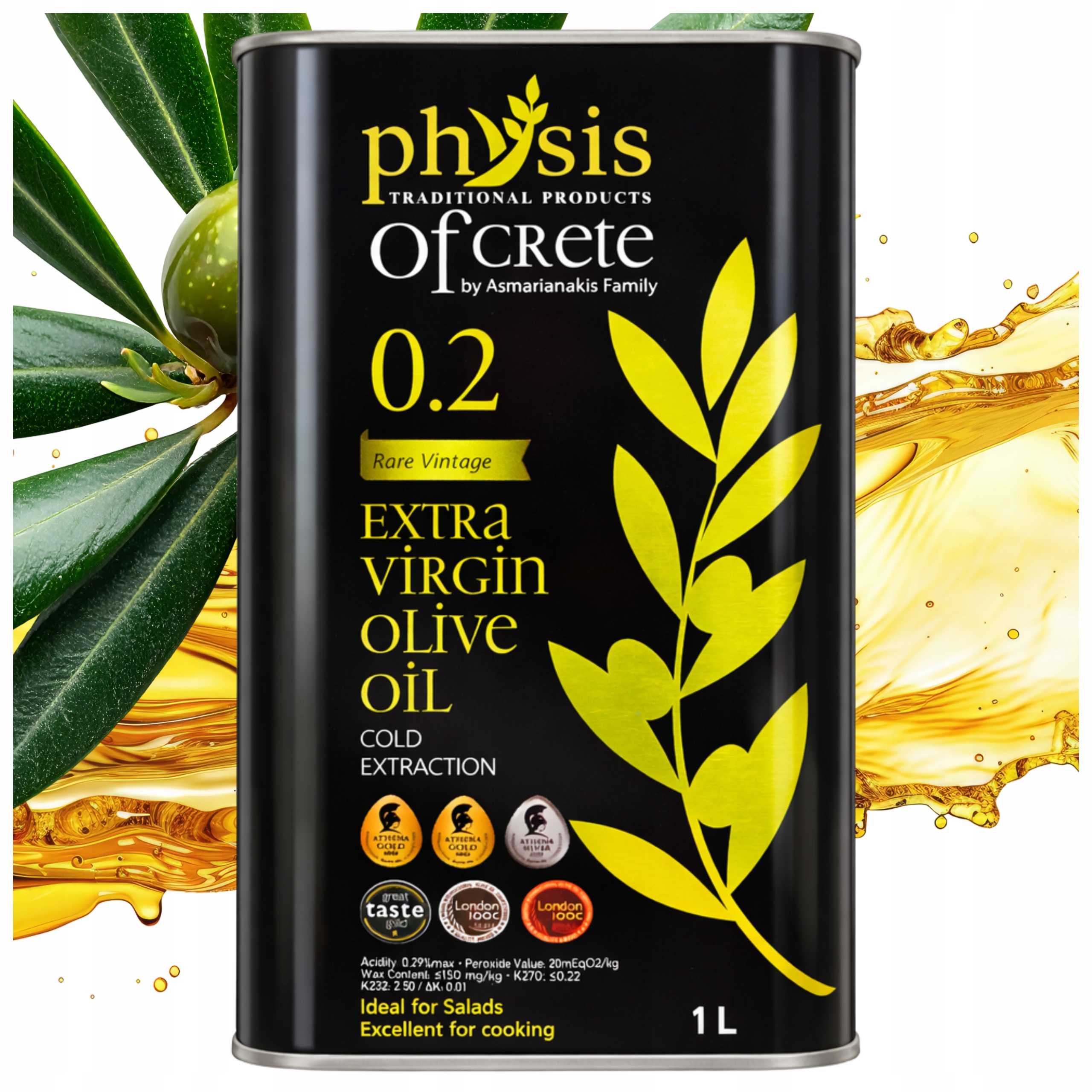 Oliwa Z Oliwek Extra Virgin 1L Grecka Koroneiki 0,2% Physis Of Crete 07/27