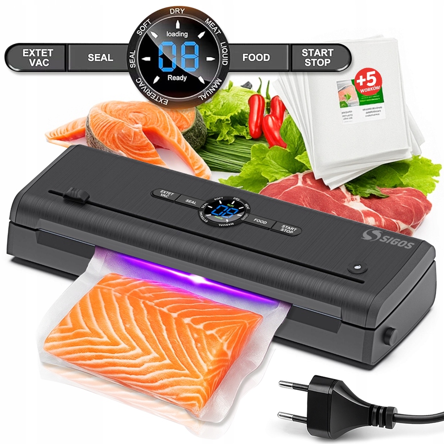 Zgrzewarka Próżniowa Pakowarka Do Żywności Automatyczna LCD 7w1 Worki