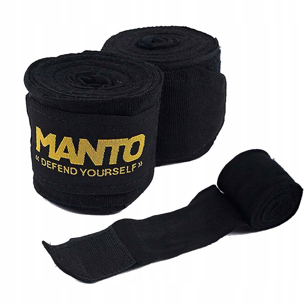 Manto Owijki Bandaże Bokserskie Defend V2 Czarne 4m Mma Muay Thai Boks 2szt