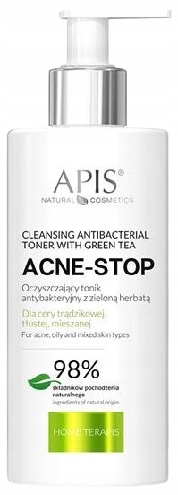 APIS ACNE-STOP OCZYSZCZAJĄCY TONIK ANTYBAKTERYJNY Z ZIELONĄ HERBATĄ 300 ML