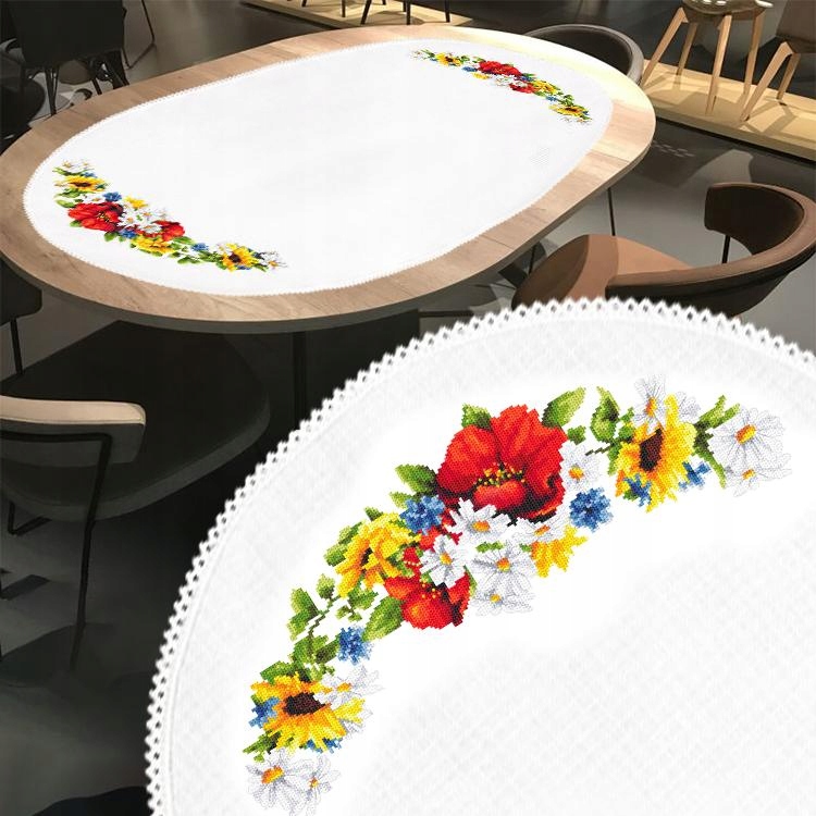 Vyšívací sada Oválný běhoun s máky