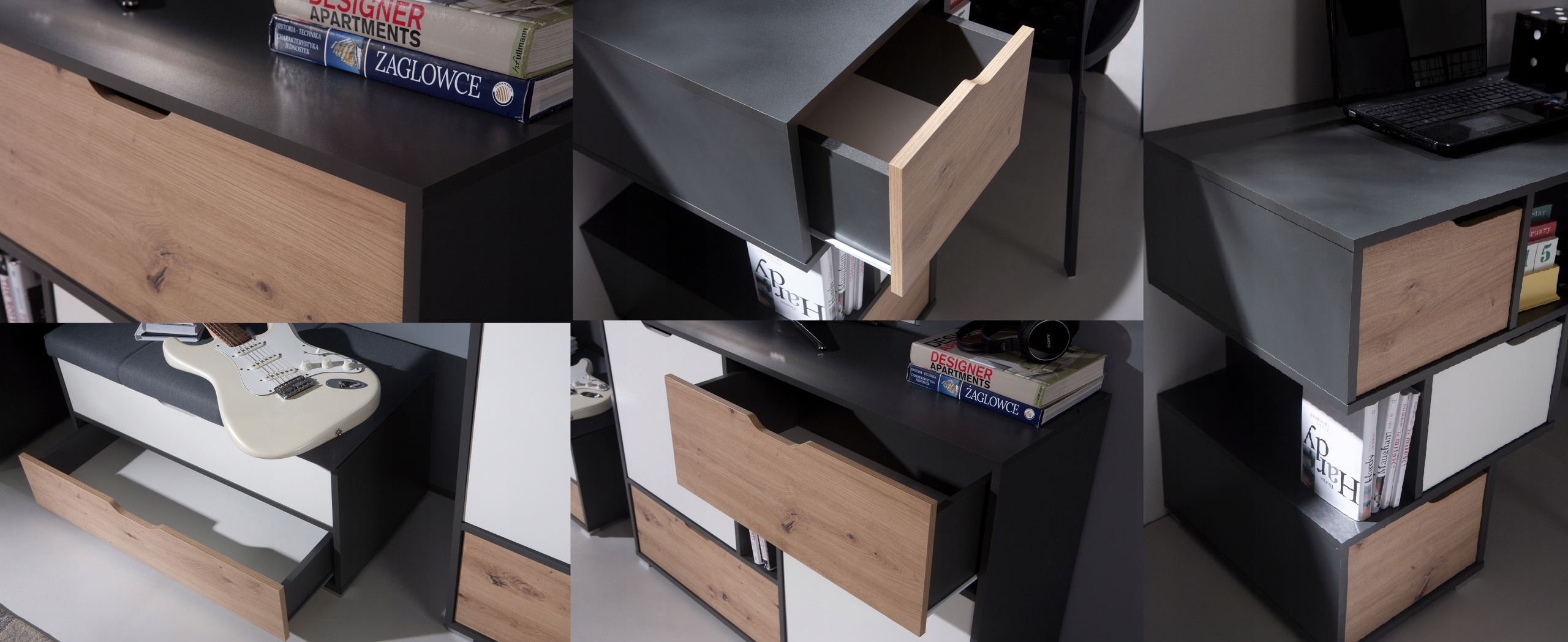 Kufer ławka pufa skrzynia siedzisko szuflada IGA Szerokość mebla 84.5 cm