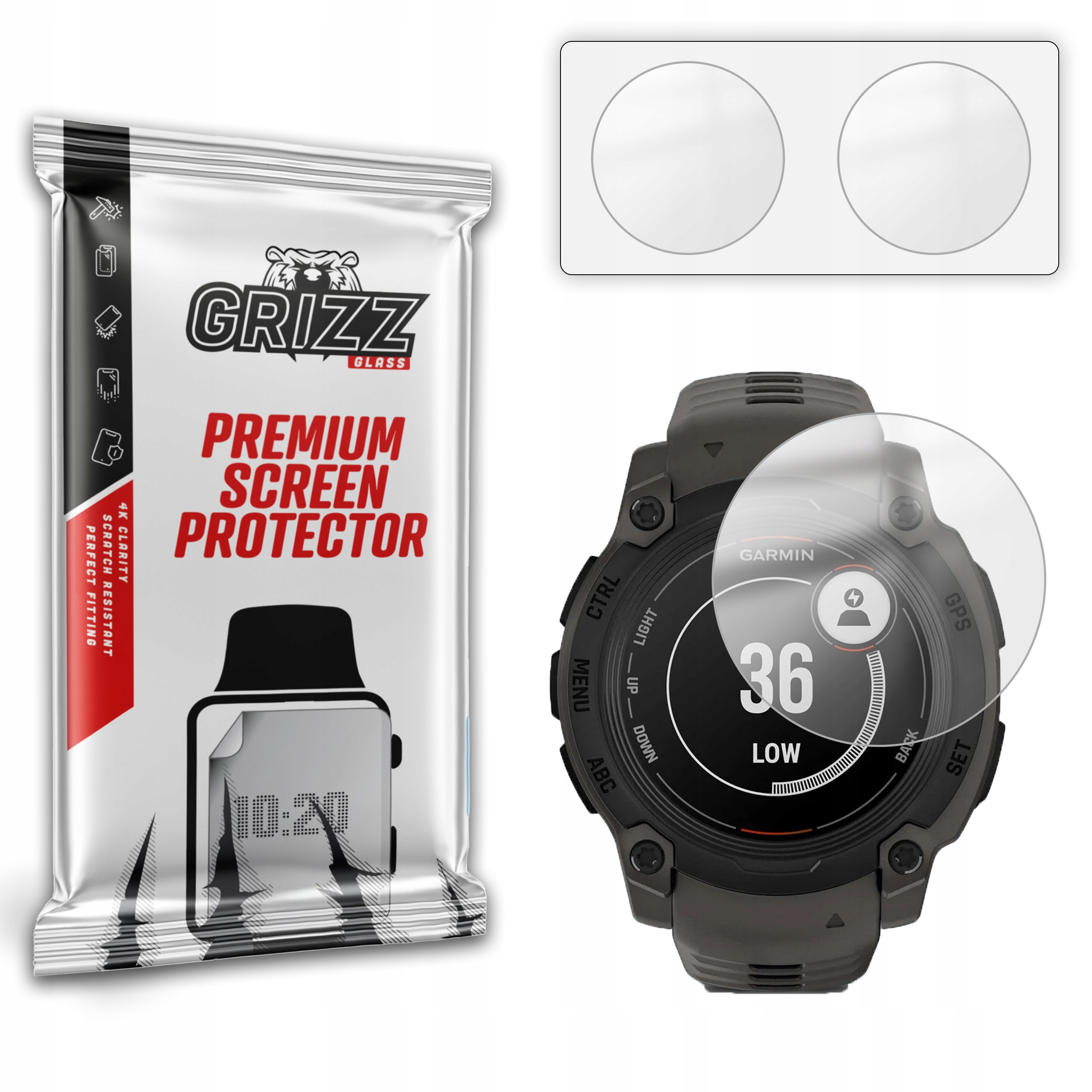 2-PAK Antyodciskowa folia ochronna do Garmin Instinct E 40mm