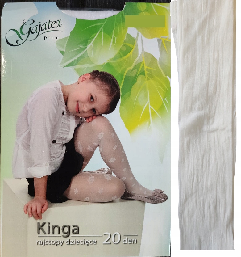 

Rajstopy wzorzyste Kinga białe 20 den 116/122