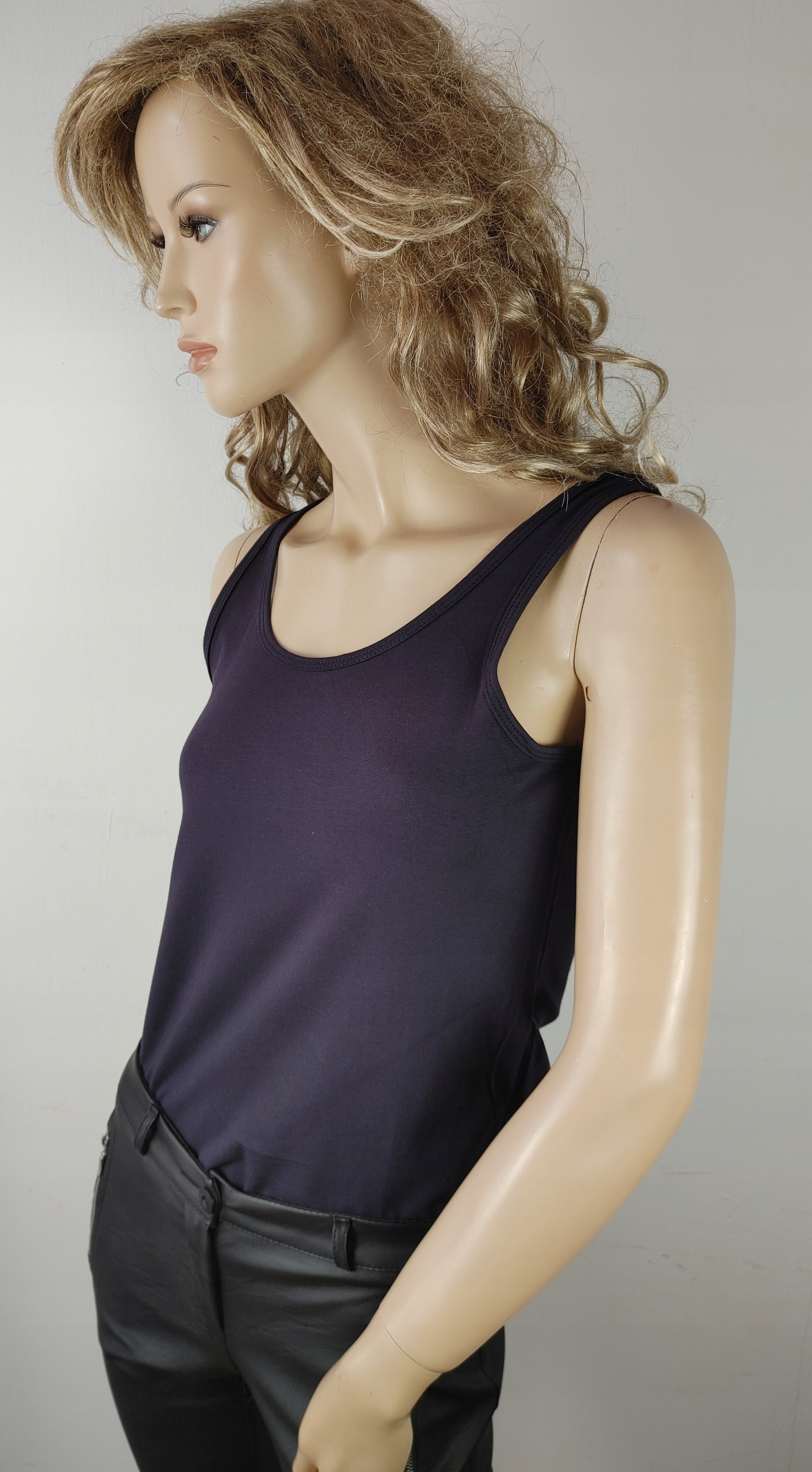 KOLORY gładka Bluzka T-shirt w łódkę PREMIUM polska marka LaTynka TOP 8284 Kolor niebieski