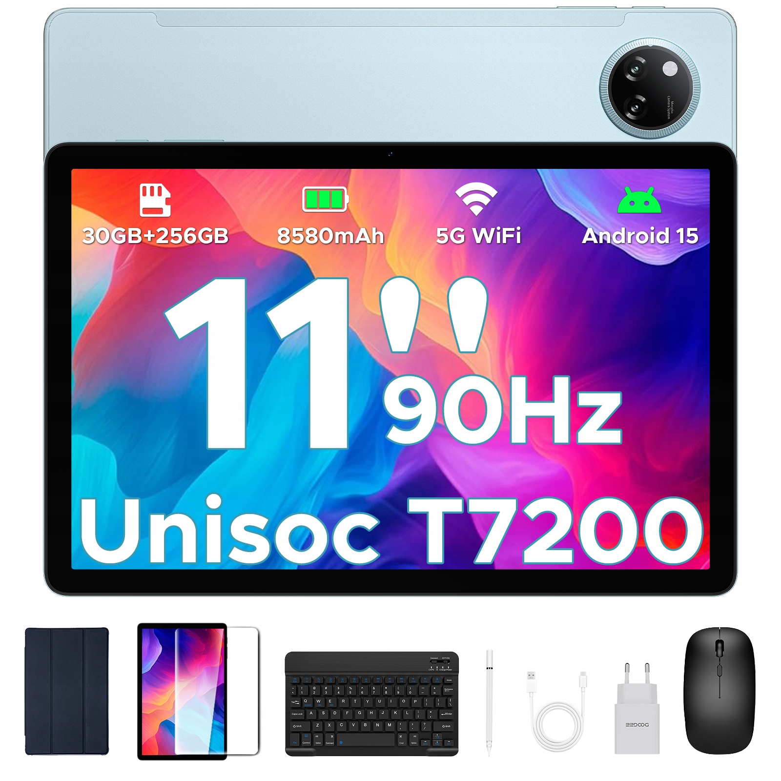 Doogee TabA9Pro+-V Android 15 11" 90Hz Tablet 30GB RAM/128GB Paměť 8580mAh OTG/3.5mm/12nm/Rozpoznávání Obličeje