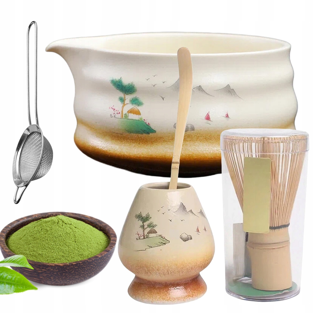 Dárková Sada Na Čaj Matcha Metla Šlehací Metla 5 Ks Keramika