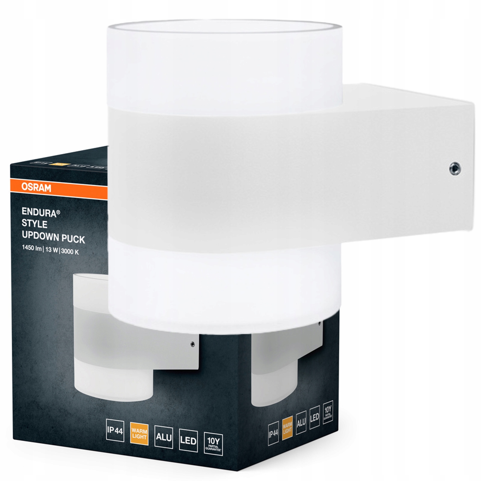 Záhradné nástenné svietidlo Vonkajšia Led lampa 12.5W 980lm 3000K Biela IP44 Endura