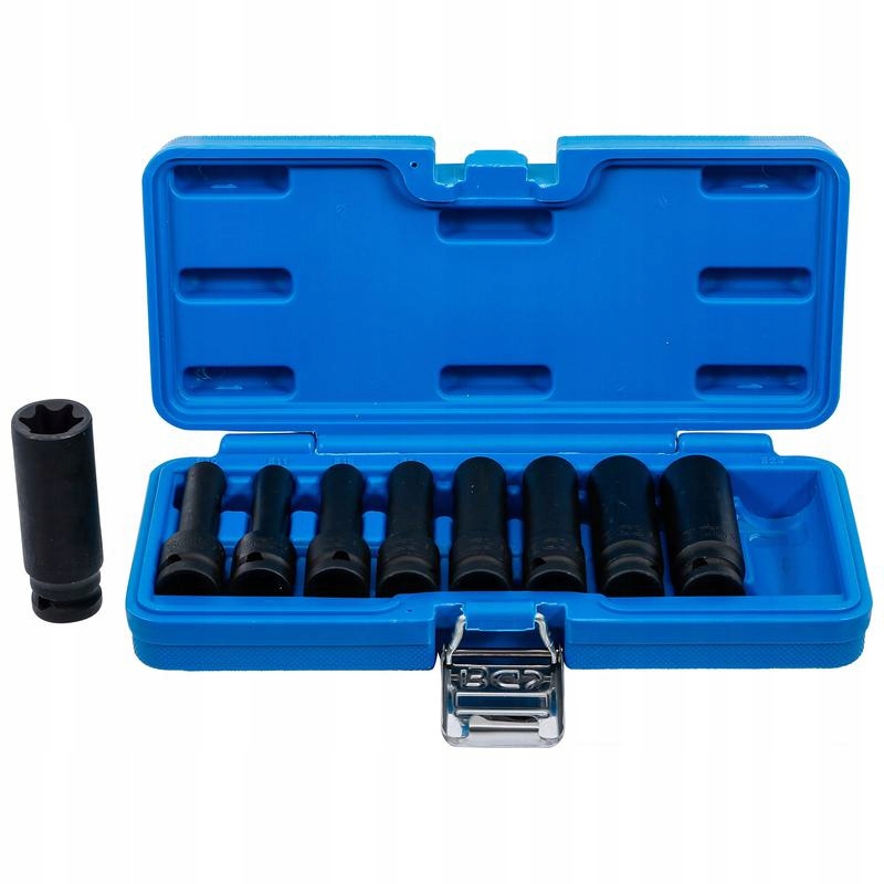 Sada 9 rázových nástavců profil E10-24, hlubokých, pohon 12,5 mm 1/2" Bgs