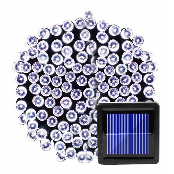 

Lampki Solarne Łańcuch Świetlny 10M 100LED Biały Z