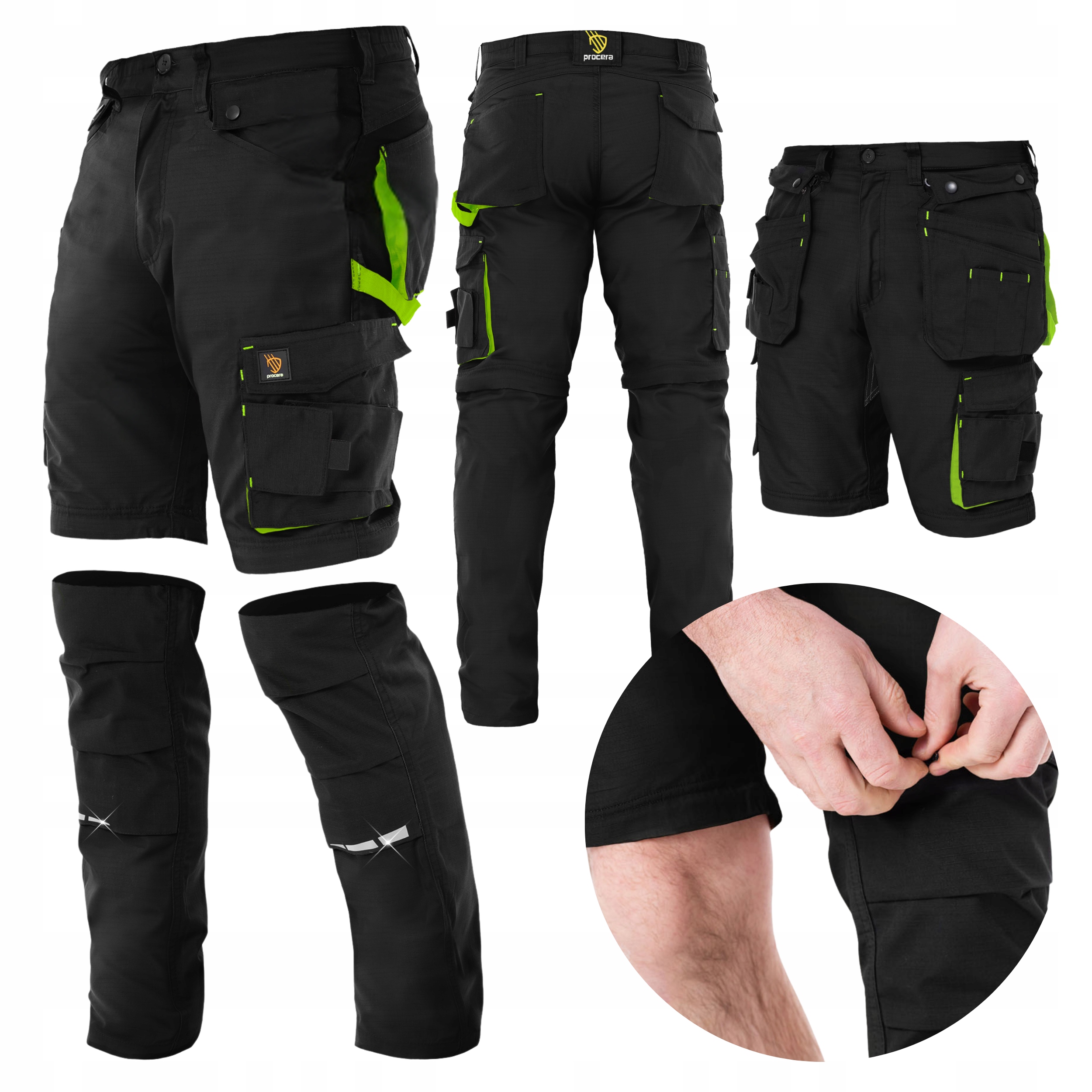 Spodnie robocze męskie 2w1 długie krótkie Odpinane Nogawki Mocne Ripstop 54