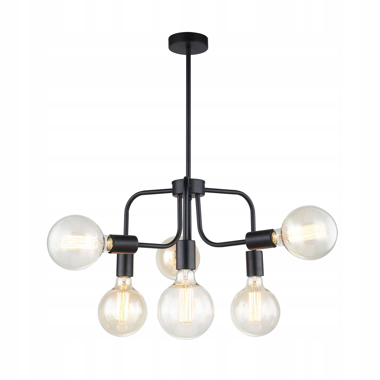 Kristy, Industriálna, loftová, čierna závesná lampa, 6 x E27