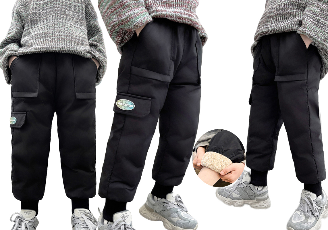 CIEPŁE GRUBE SPODNIE DRESOWE OCIEPLANE JOGGERY zimowe pikowane chłopięcy
