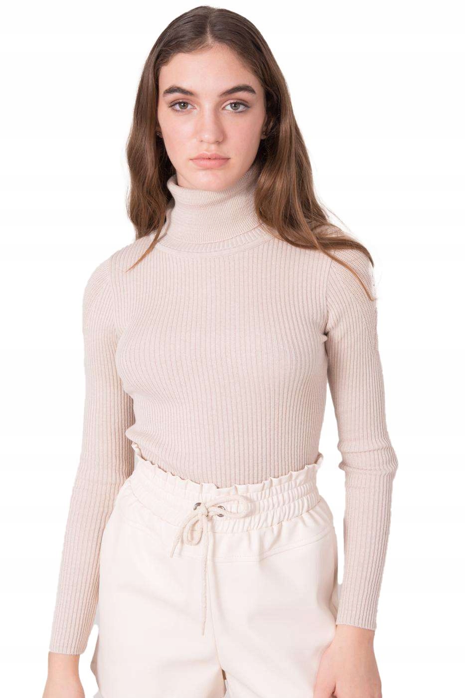 

Modny Kobiecy Sweter Golf prążkowany - Xs